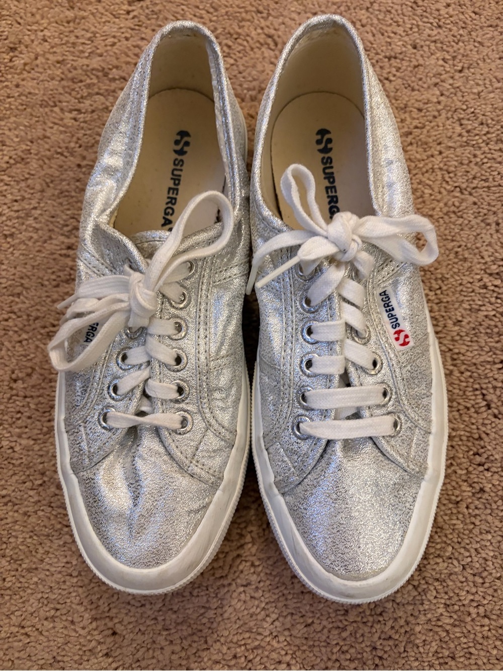 Superga Metallic Silver Low-Top Sneakers for Women